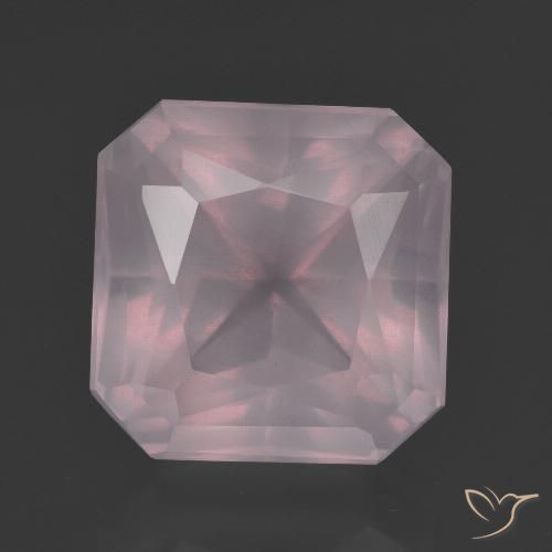9.58ct 자연스러운 라이트 핑크 로즈 쿼츠, 에메랄드 컷, 투명한