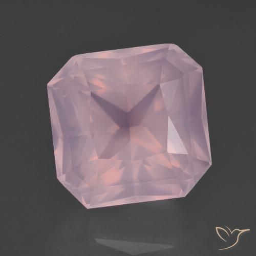 9.50ct 자연스러운 미디엄 로즈 핑크 로즈 쿼츠, 에메랄드 컷, 투명한