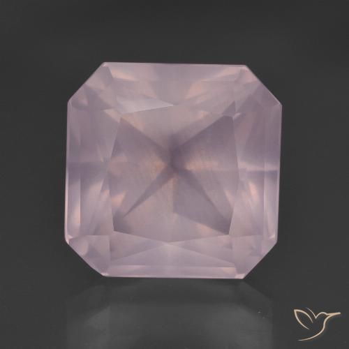 10.08ct 자연스러운 라이트 로즈 핑크 로즈 쿼츠, 에메랄드 컷, 투명한