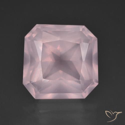 8.55ct 자연스러운 라이트 로즈 핑크 로즈 쿼츠, 에메랄드 컷, 투명한