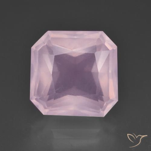 7.37ct 자연스러운 라이트 체리 핑크 로즈 쿼츠, 에메랄드 컷, 투명한