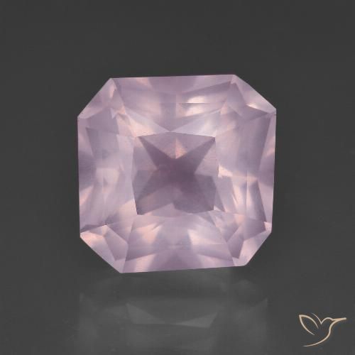 6.87ct 자연스러운 라이트 핑크 로즈 쿼츠, 에메랄드 컷, 투명한
