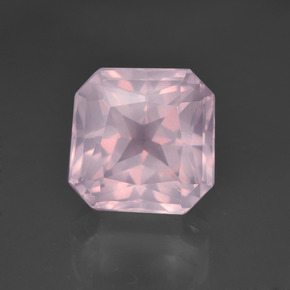 6.18캐럿 천연 풍선껌 핑크 로즈 쿼츠, 에메랄드 컷, 10.6×10.6 mm, 투명한