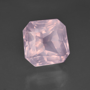 6.18캐럿 천연 풍선껌 핑크 로즈 쿼츠, 에메랄드 컷, 10.6×10.6 mm, 투명한