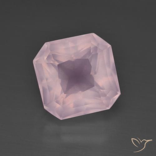 5.75ct 자연스러운 풍선껌 핑크 로즈 쿼츠, 에메랄드 컷, 투명한