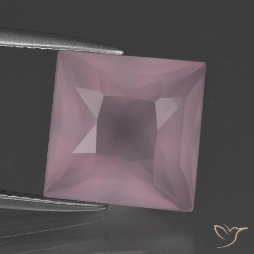 6.94ct 자연스러운 미디엄 로즈 핑크 로즈 쿼츠, 정사각형, 투명한