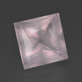 7.81캐럿 천연 라이트 핑크 로즈 쿼츠, 스퀘어, 11.6×11.4 mm, 투명한