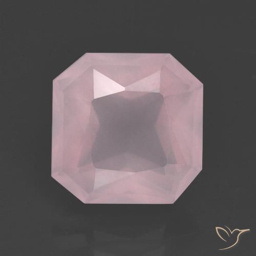 5.34ct 자연스러운 라이트 로즈 핑크 로즈 쿼츠, 에메랄드 컷, 투명한