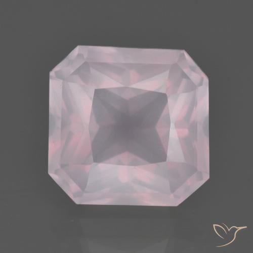 7.44ct 자연스러운 라이트 로즈 핑크 로즈 쿼츠, 에메랄드 컷, 투명한