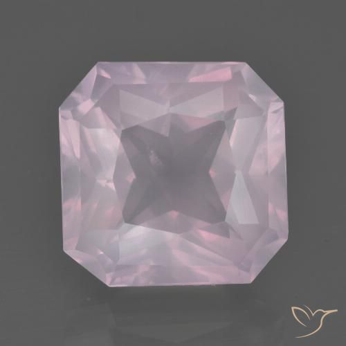 7.37ct 자연스러운 라이트 핑크 로즈 쿼츠, 에메랄드 컷, 투명한