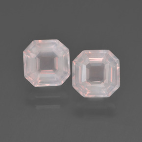 3.18캐럿 천연 라이트 피치 로즈 로즈 쿼츠 보석, 에메랄드 컷, 7.2×7.1 mm, 투명한