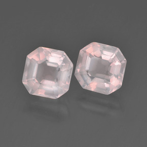 3.18캐럿 천연 라이트 피치 로즈 로즈 쿼츠 보석, 에메랄드 컷, 7.2×7.1 mm, 투명한