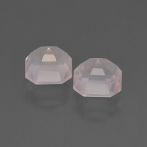 3.18캐럿 천연 라이트 피치 로즈 로즈 쿼츠 보석, 에메랄드 컷, 7.2×7.1 mm, 투명한