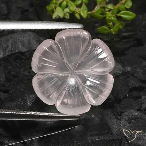 9.58ct 자연스러운 하얀색 로즈 쿼츠, 플라워 컷, 투명한