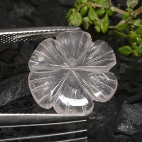 4.90캐럿 천연 화이트 로즈 쿼츠, 플라워 컷, 15.9×15.8 mm, 투명한