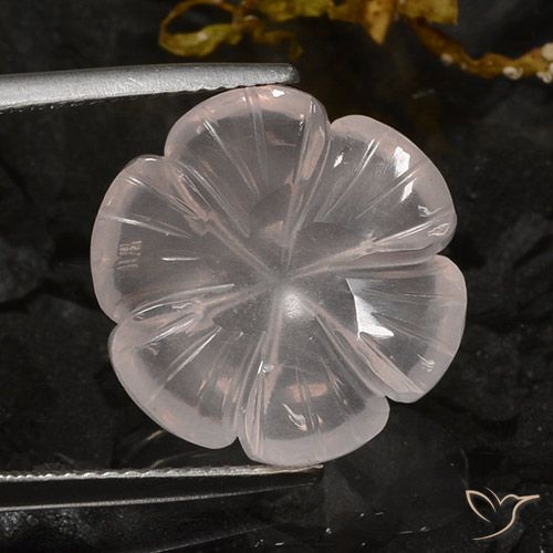 10.56ct 자연스러운 플라밍고 핑크 로즈 쿼츠, 플라워 컷, 투명한