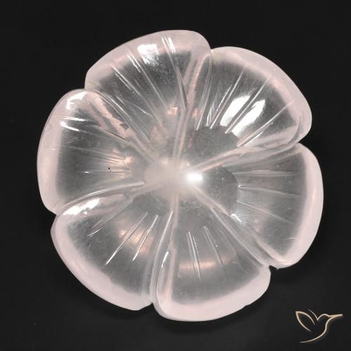 15.54ct 자연스러운 플라밍고 핑크 로즈 쿼츠, 플라워 컷, 투명한