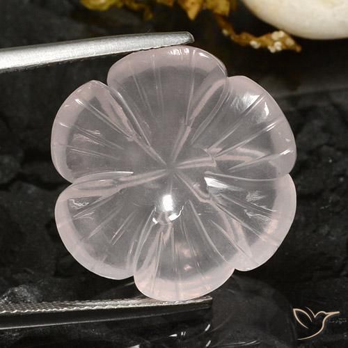 16.68ct 자연스러운 하얀색 로즈 쿼츠, 플라워 컷, 투명한