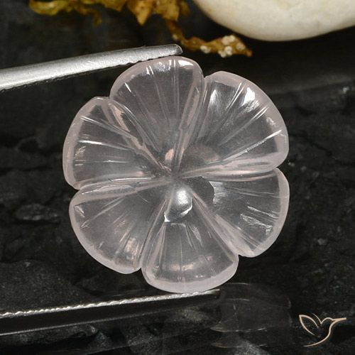 9.72ct 자연스러운 하얀색 로즈 쿼츠, 플라워 컷, 투명한