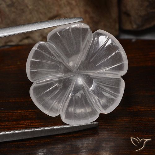 9.90ct 자연스러운 하얀색 로즈 쿼츠, 플라워 컷, 투명한