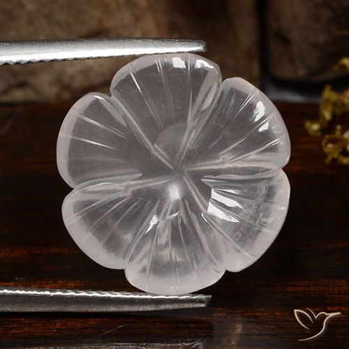 10.45ct 자연스러운 하얀색 로즈 쿼츠, 플라워 컷, 투명한