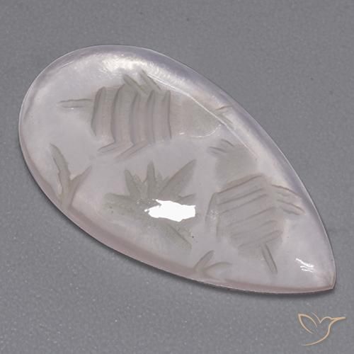 6.13ct 자연스러운 하얀색 로즈 쿼츠, 배 모양, 투명한