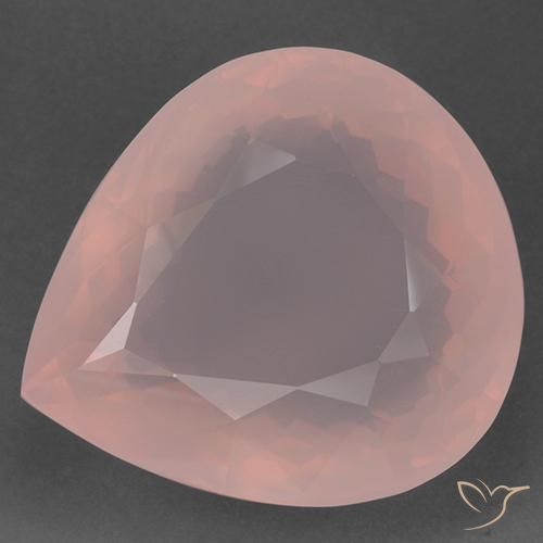 96.78ct 자연스러운 플라밍고 핑크 로즈 쿼츠, 배 모양, 투명한