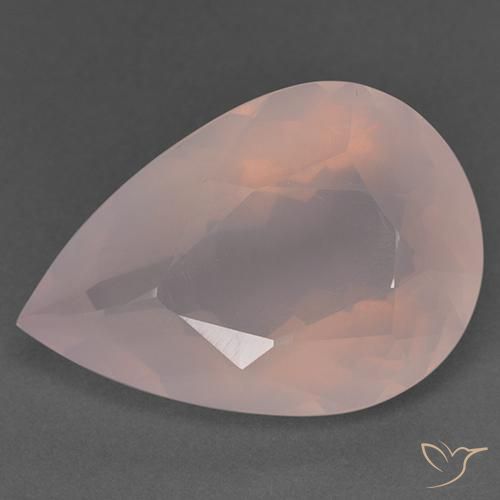 31.40ct 자연스러운 라이트 코랄 핑크 로즈 쿼츠, 배 모양, 투명한