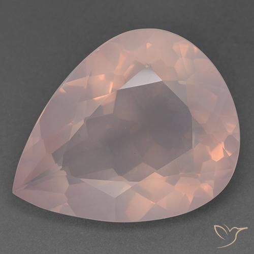 46.14ct 자연스러운 라이트 코랄 핑크 로즈 쿼츠, 배 모양, 투명한