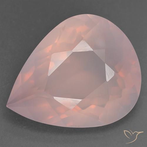 33.24ct 자연스러운 로즈 핑크 로즈 쿼츠, 배 모양, 투명한