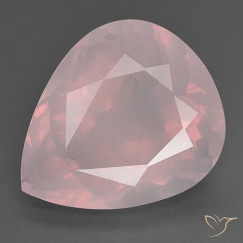 36.50ct 자연스러운 코랄 핑크 로즈 쿼츠, 배 모양, 투명한