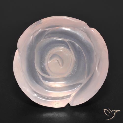 15.96ct 자연스러운 플라밍고 핑크 로즈 쿼츠, 플라워 컷, 투명한