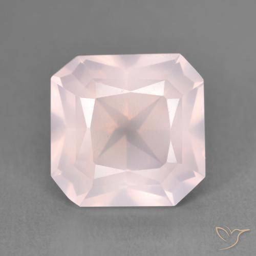 4.15ct 자연스러운 로즈 핑크 로즈 쿼츠, 에메랄드 컷, 투명한