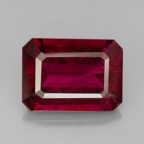 7.90캐럿 천연 레드 루벨라이트 투르말린, 에메랄드 컷, 14.2×10.3 mm, SI