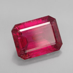 6.13캐럿 천연 핑크 레드 루벨라이트 투르말린, 에메랄드 컷, 13×10.1 mm, SI