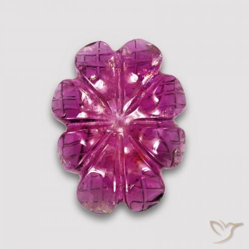 4.63ct 자연스러운 다크 레드 루벨라이트 투르말린, 플라워 컷, 투명한