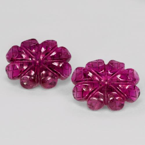 6.38캐럿 천연 라즈베리 레드 루벨라이트 투르말린 보석, 플라워 컷, 투명한