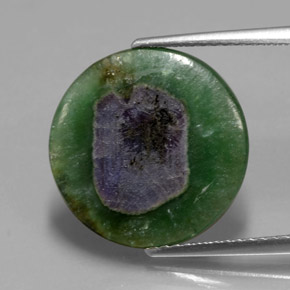 6.06캐럿 천연 바이컬러 푸크사이트 포함 루비, 라운드 컷, 15.18 mm, 투명한