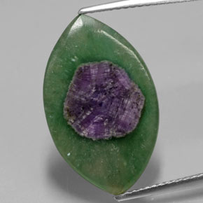 5.48캐럿 천연 바이컬러 푸크사이트 포함 루비, 마퀴즈, 21.3×13.2 mm, 투명한