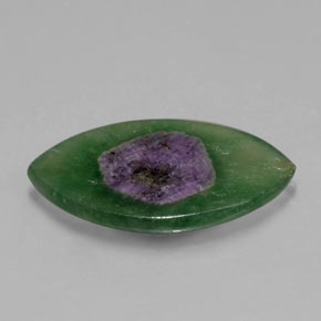 5.48캐럿 천연 바이컬러 푸크사이트 포함 루비, 마퀴즈, 21.3×13.2 mm, 투명한