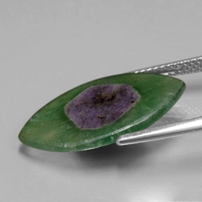 5.48캐럿 천연 바이컬러 푸크사이트 포함 루비, 마퀴즈, 21.3×13.2 mm, 투명한