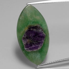 6.89캐럿 천연 바이컬러 푸크사이트 포함 루비, 마퀴즈, 23.4×12.4 mm, 투명한
