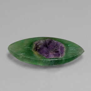 6.89캐럿 천연 바이컬러 푸크사이트 포함 루비, 마퀴즈, 23.4×12.4 mm, 투명한