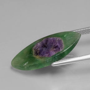 6.89캐럿 천연 바이컬러 푸크사이트 포함 루비, 마퀴즈, 23.4×12.4 mm, 투명한