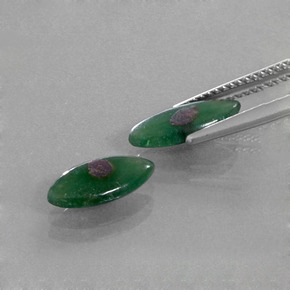 캐럿 천연 바이컬러 푸크사이트 포함 루비 보석, 마퀴즈, 11.8×5.7 mm, 투명한