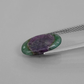 3.14캐럿 천연 바이컬러 푸크사이트 포함 루비, 타원형 컷, 13.4×8.6 mm, 투명한