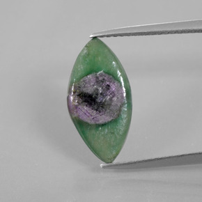 2.68캐럿 천연 바이컬러 푸크사이트 포함 루비, 마퀴즈, 16×8.2 mm, 투명한