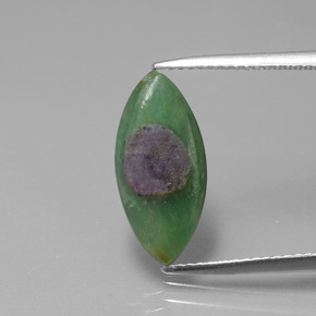 2.38캐럿 천연 바이컬러 푸크사이트 포함 루비, 마퀴즈, 16.3×7.5 mm, 투명한