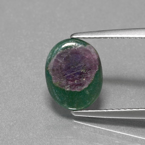 2.25캐럿 천연 바이컬러 푸크사이트 포함 루비, 타원형 컷, 10.3×8.2 mm, 투명한