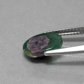 2.25캐럿 천연 바이컬러 푸크사이트 포함 루비, 타원형 컷, 10.3×8.2 mm, 투명한